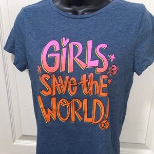 Girls Casual Girls Save The World Graphic Tshirt 14/16